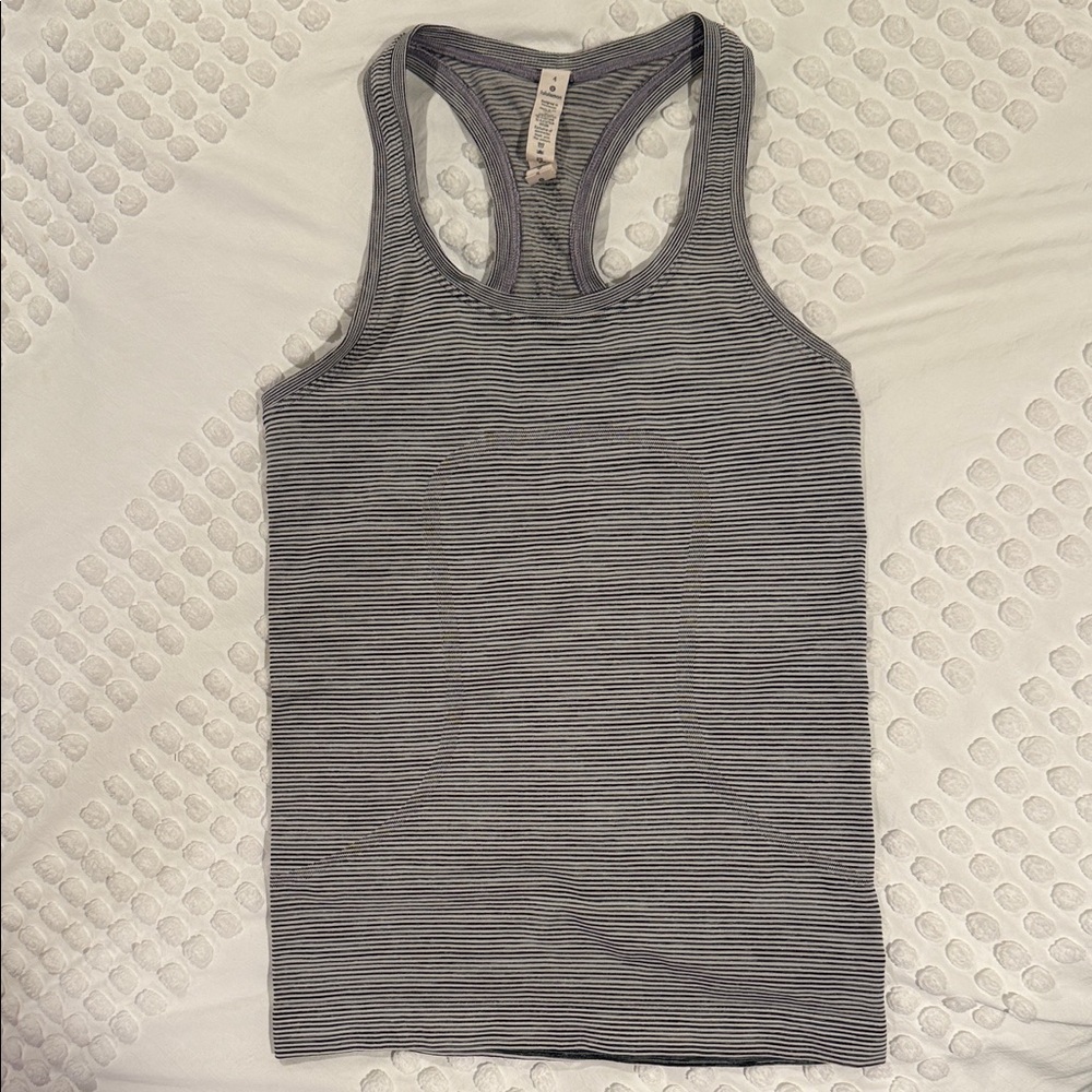 lululemon athletica Striped Racerback Tank - Gray and Black Stripe